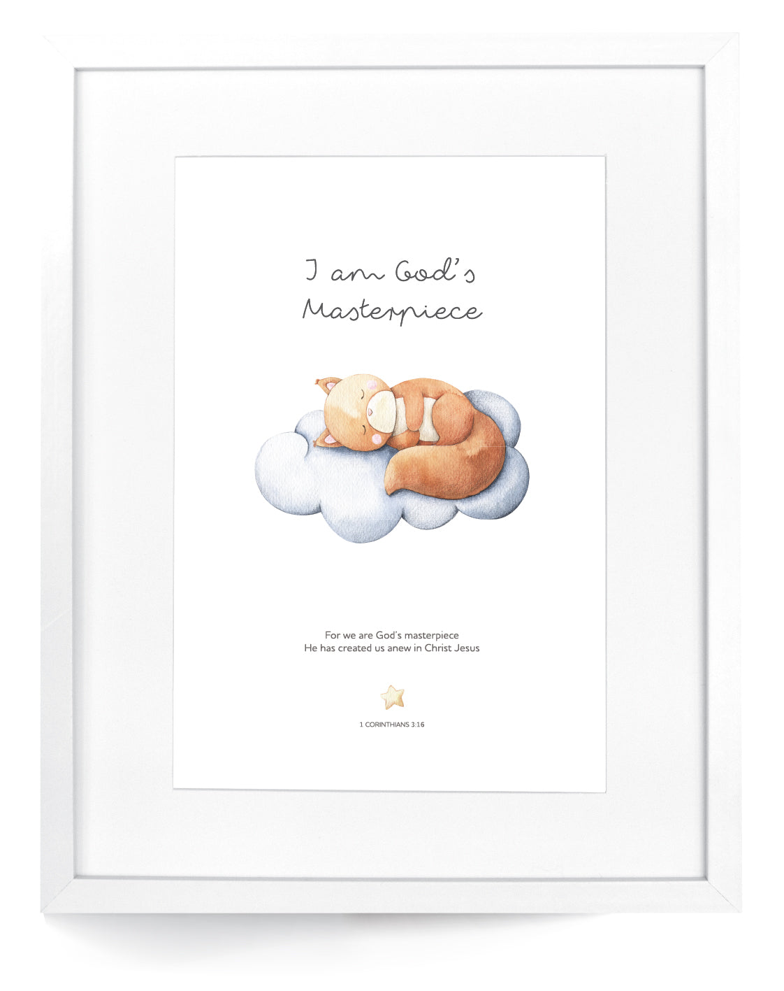 I Am God’s Masterpiece - Sleepy Animals Framed Art