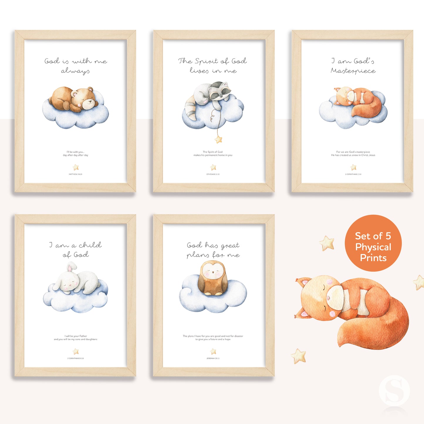 Sleepy Animals - Wall Art Prints - SET