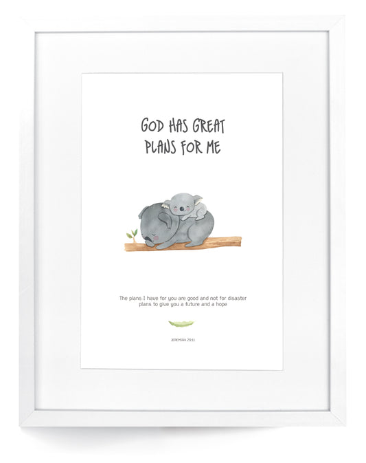 God has great plans for me - Aussie Animals Framed Art