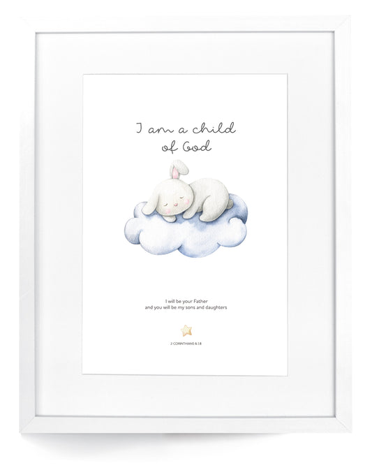 I Am a Child of God - Sleepy Animals Framed Art