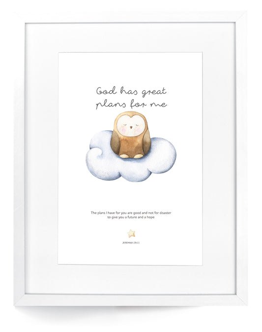 God Has Great Plans for Me - Sleepy Animals Framed Art
